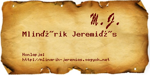 Mlinárik Jeremiás névjegykártya